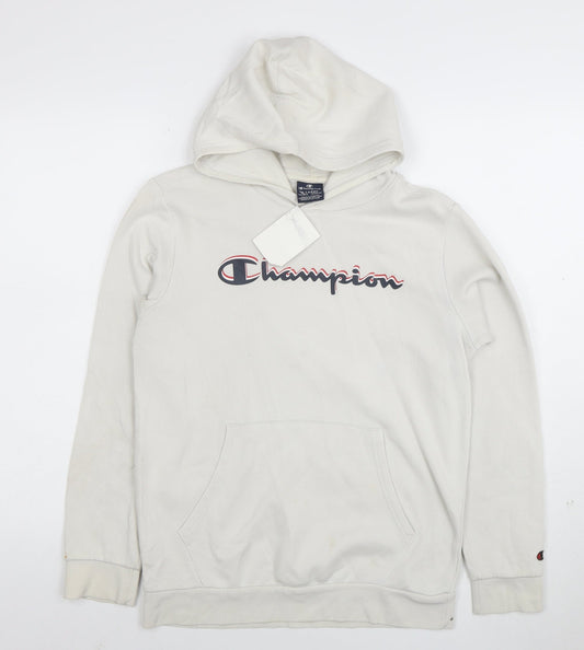 Champion Teens Beige Pullover Hoodie XL Graphic Print Cotton Blend