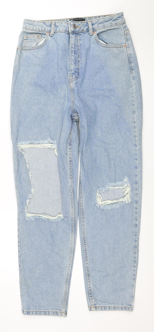 ASOS DESIGN Women’s Blue Mom Jeans Size 10 High Waist Distressed Denim