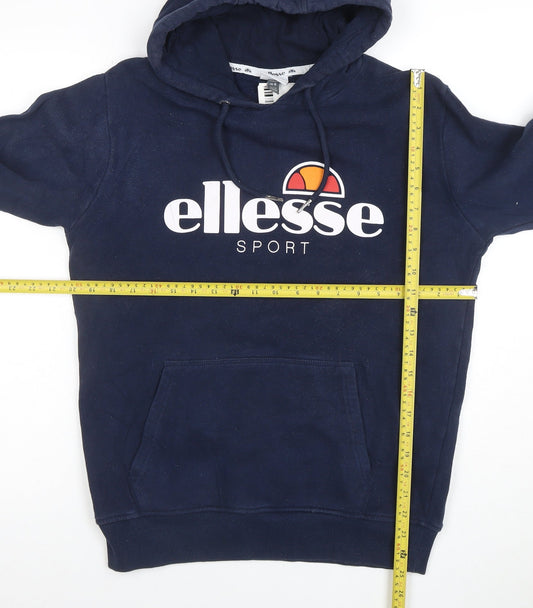 Ellesse Women's Navy Blue Pullover Hoodie UK 12 Cotton Blend Logo Sport Style