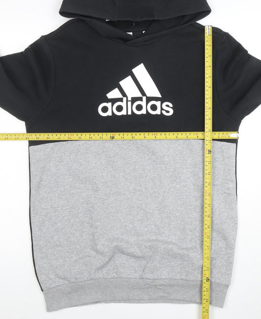 Adidas Men's Black XL Pullover Hoodie Grey Trim Sportswear