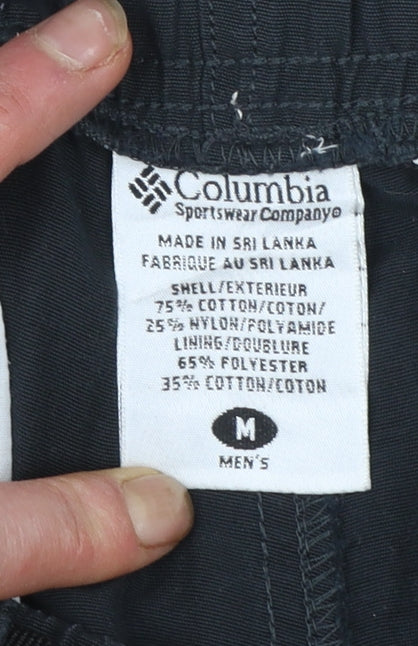 Columbia Men's Black Cargo Shorts Size M Elastic Waist Outdoor Travel