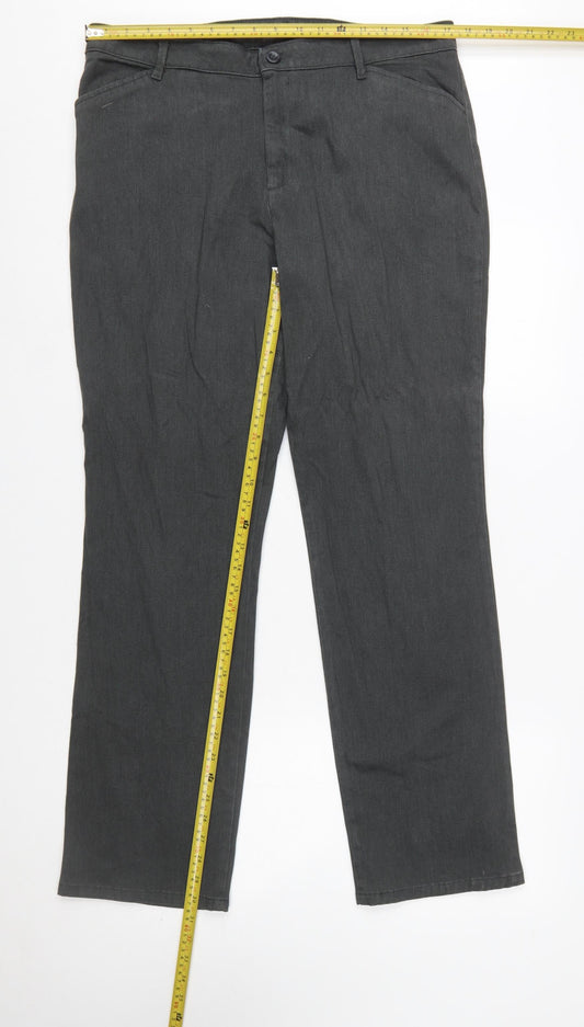 Lee Women’s Grey Straight Leg Mid Rise Relaxed Fit Trousers Size 14