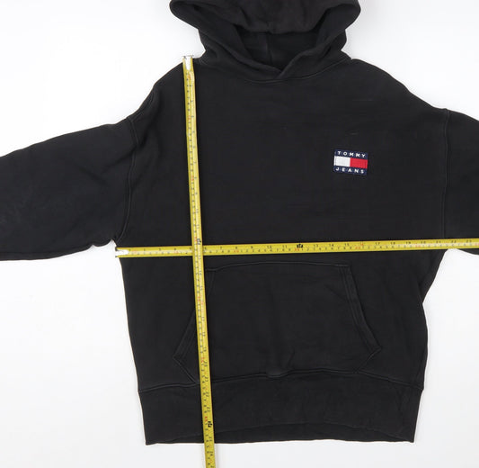 Tommy Jeans Men's Black Pullover Hoodie XS Cotton Logo Sweatshirt