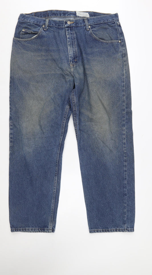 Wrangler Men's Blue 38x30 Straight Denim Jeans Classic Fit