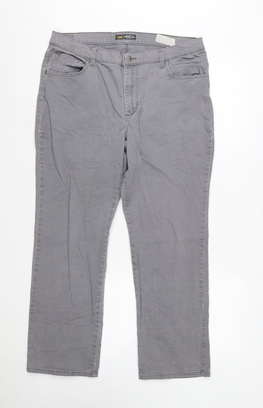 Lee Women's Grey Straight Leg Mid Rise Relaxed Fit Jeans Size 16