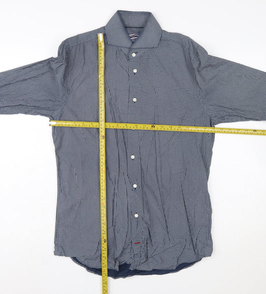 Tommy Hilfiger Men's Blue Slim Fit Long Sleeve Cotton Shirt 15.5
