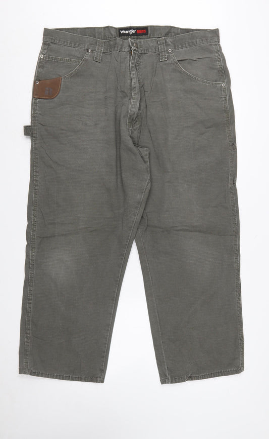 Wrangler Mens Grey Workwear Straight Jeans 40W 30L Relaxed Fit