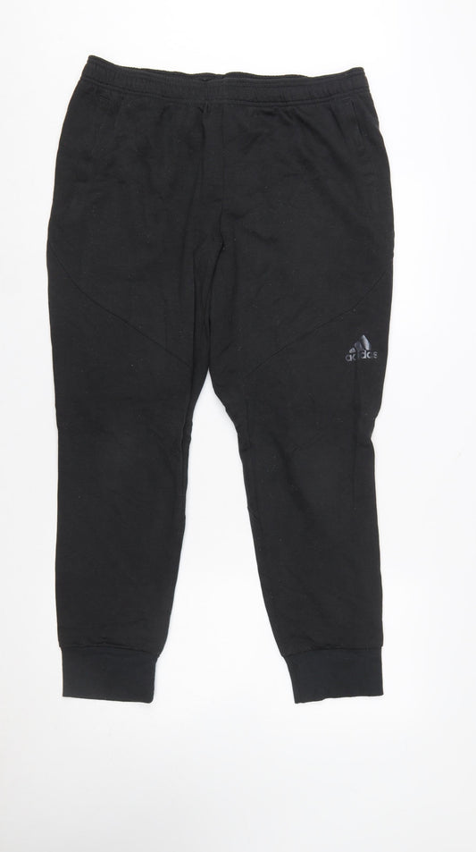Adidas Women Black L Jogger Sweatpants 75% Polyester 25% Viscose