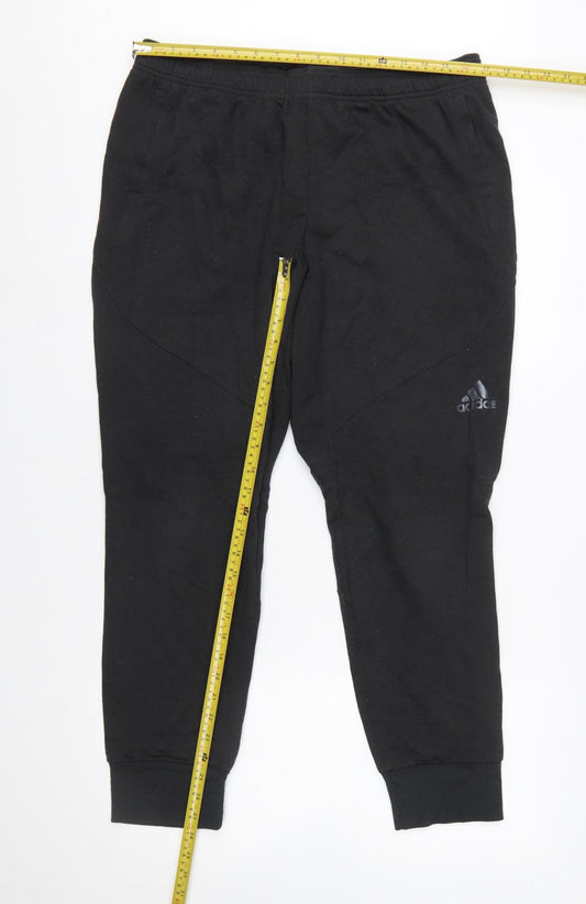 Adidas Women Black L Jogger Sweatpants 75% Polyester 25% Viscose