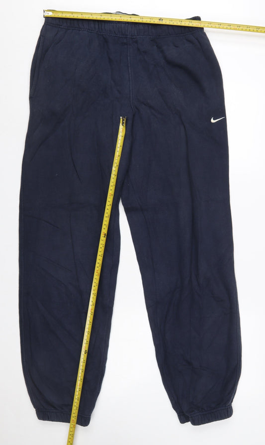 Nike Men’s Blue Fleece Joggers L 36in Elastic Waist Casual Trousers