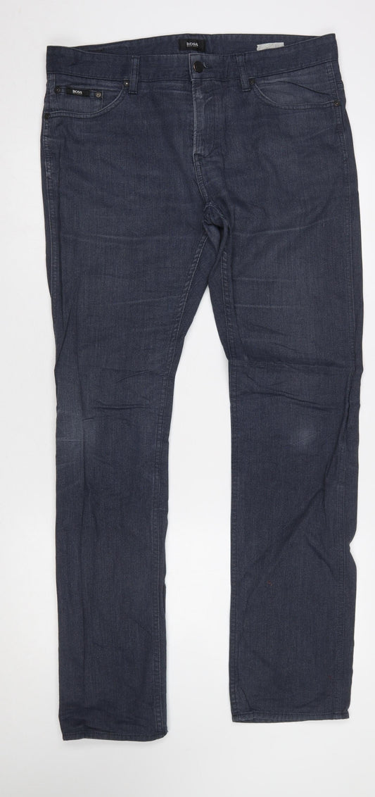 Hugo Boss Men's Blue Straight Fit Stretch Denim Jeans 34/34