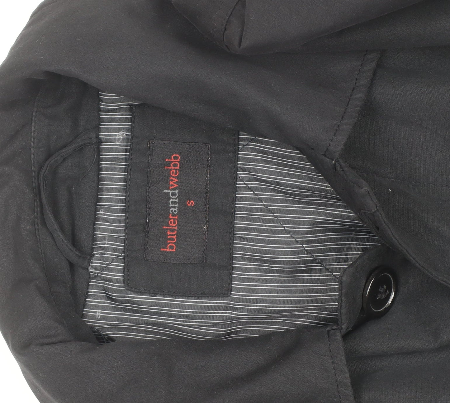 Butler and Webb Men's Black Cotton Blend Long Overcoat S
