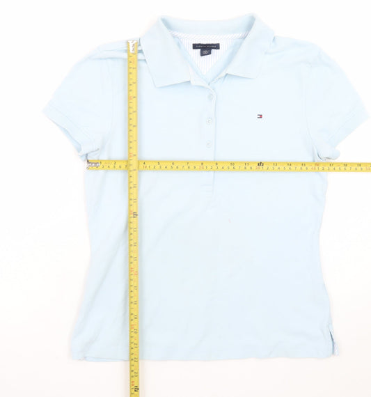 Tommy Hilfiger Women Blue Polo Shirt M Collared Slim Fit