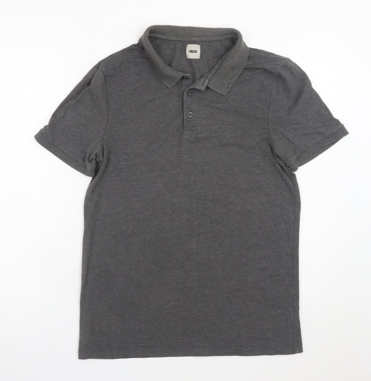 ASOS Men’s Grey Short Sleeve Cotton Blend Polo Shirt Size L