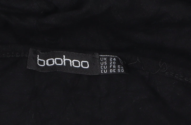 Boohoo Women Black Viscose Jumpsuit Size 24 Wide-Leg Plus Fit
