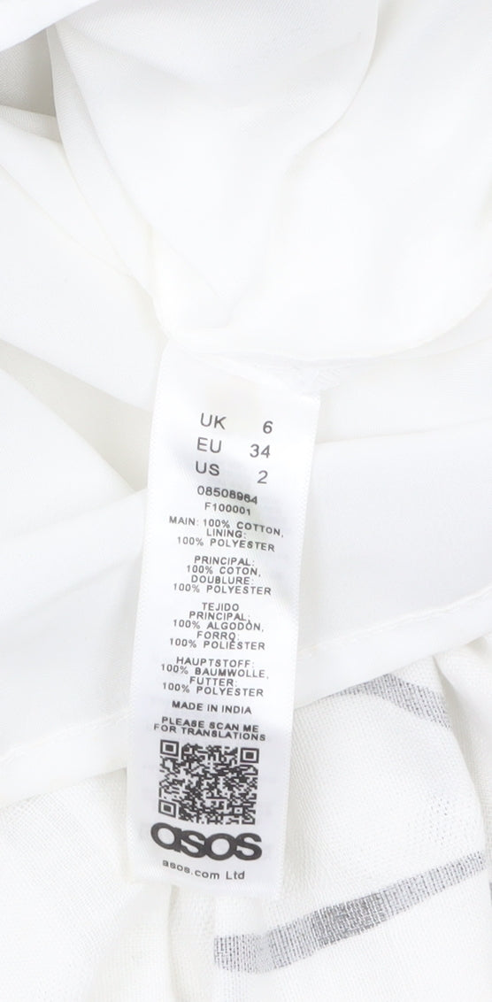 ASOS Women’s White Geometric Midi Slip Dress Size 6