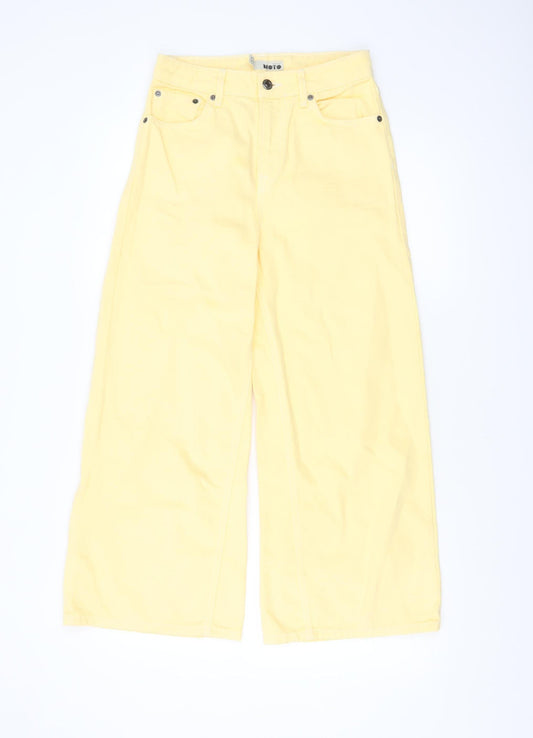 Topshop Moto Women's Yellow Wide-Leg Jeans W26 L32 100% Cotton