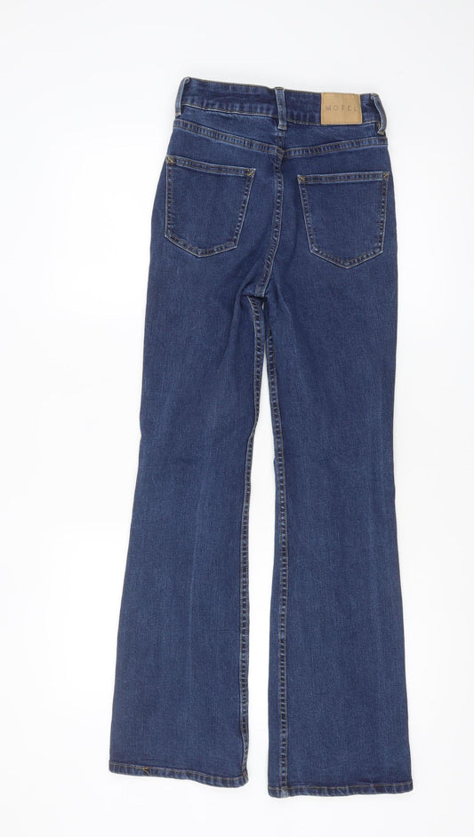 Motel Denim Womens Blue Flared Jeans XXS Stretch Cotton Blend