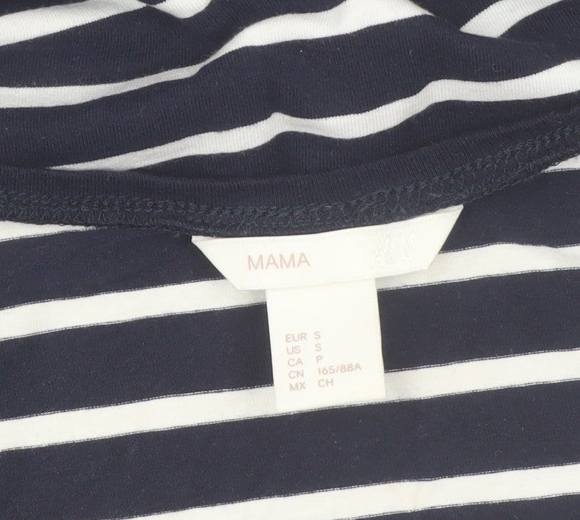 H&M Mama Women's Blue Striped Bodycon Maternity Dress Size 8