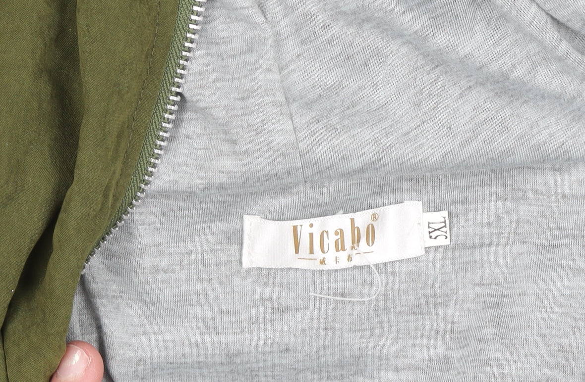 Vicabo Men's Green 5XL Hooded Full Zip Cotton Blend Jacket