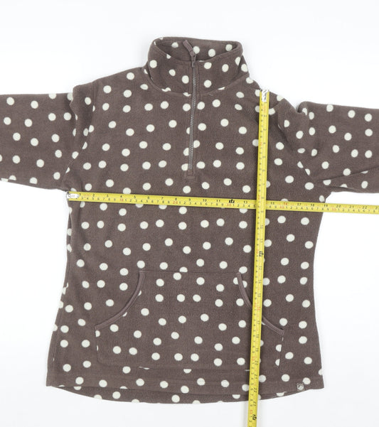 Peter Storm Womens Brown Polka Dot Fleece Pullover Size 12