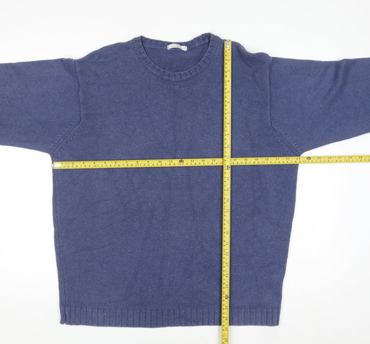 Marks and Spencer Men’s Blue Cotton Blend Crew Neck Jumper L