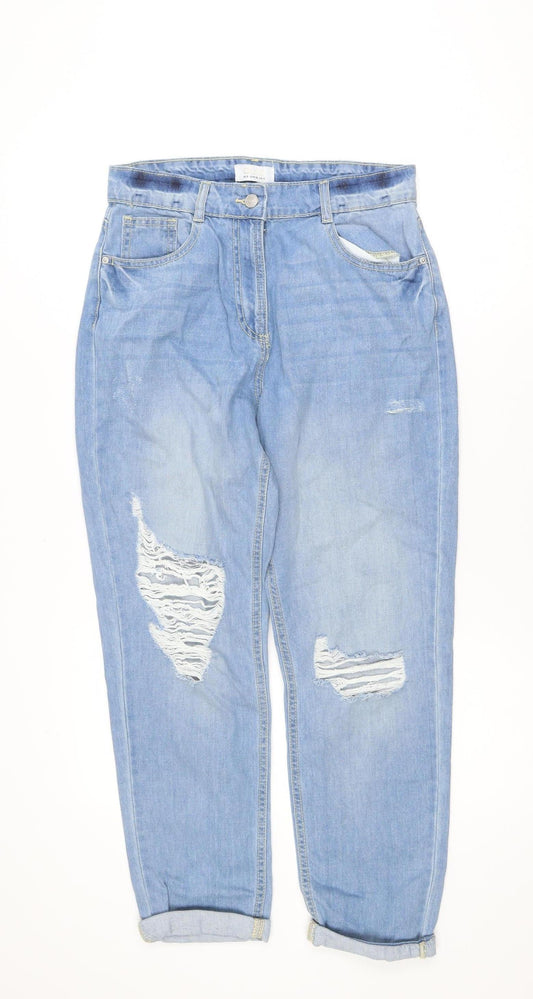 Quiz Women's Blue Distressed Boyfriend Jeans Size 8