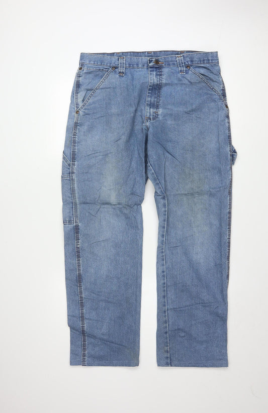 Wrangler Men's Blue Straight Fit Denim Jeans 34x32 Regular