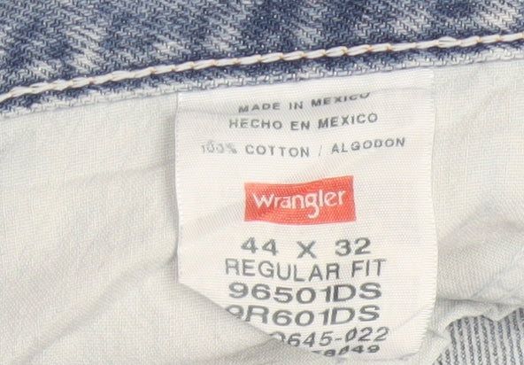 Wrangler Men's Blue 44x32 Regular Fit Straight Denim Jeans