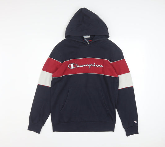 Champion Boys Navy Red Colourblock Pullover Hoodie Size 13-14 Years