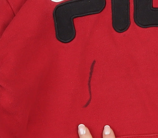 Additional view of Fila boys’ red xl hoodie pullover cotton blend logo hooded sweatshirt