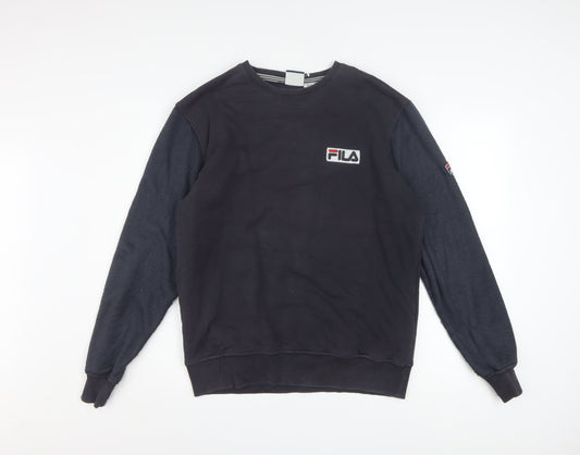 FILA Men's Black Medium Pullover Sweatshirt Crew Neck Logo Sportswear