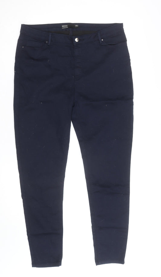 Additional front view of Dunnes Women's Blue Skinny Jegging Style Trousers, size 16