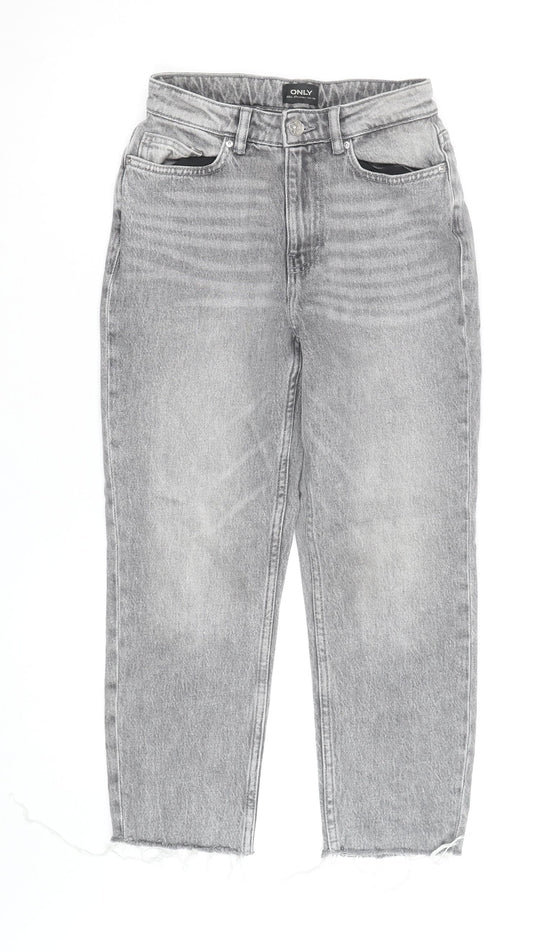 Additional front view of Only Women’s Grey High Rise Straight Jeans, size UK 8, Regular Fit