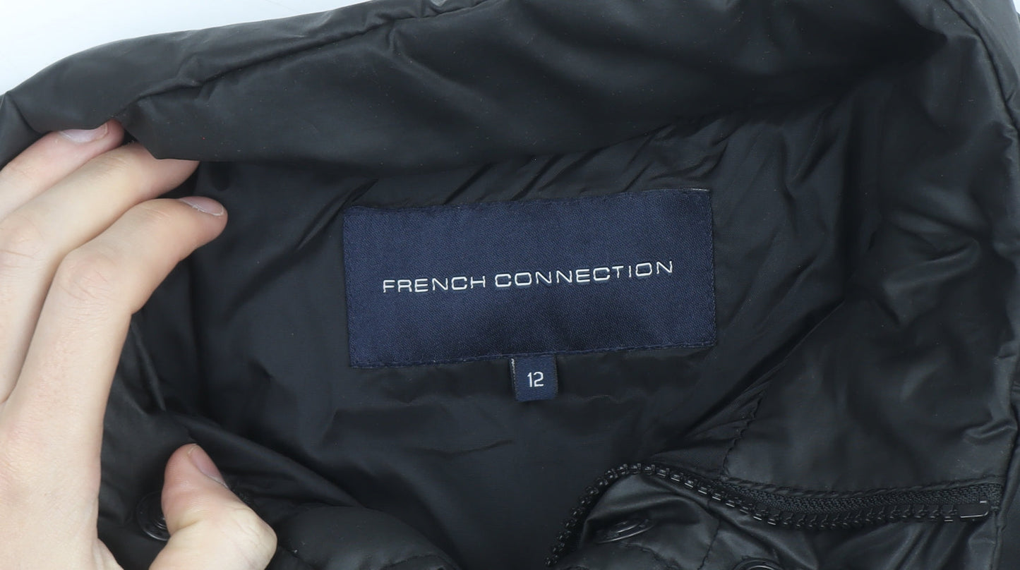 French Connection Men’s Black Puffer Jacket M Winter Warm
