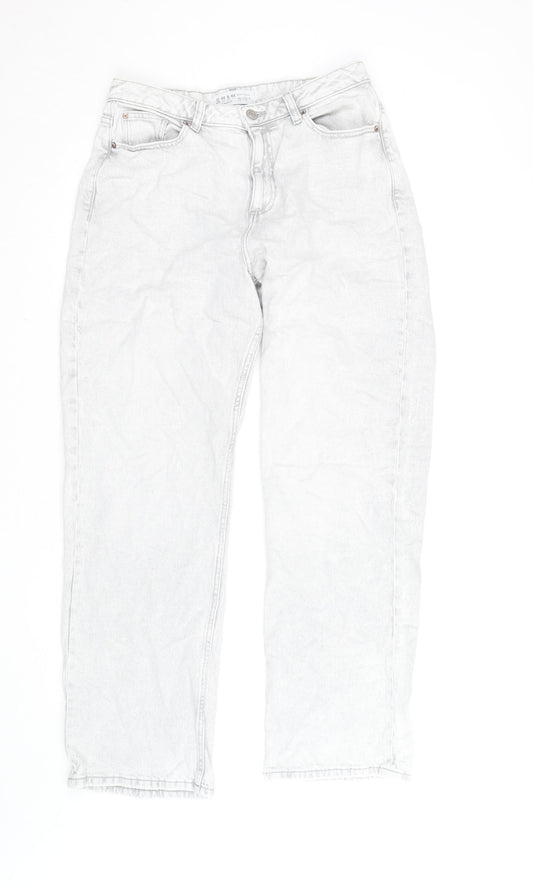 Additional front view of Denim Co. Women’s Grey High Rise Mom Jeans, size UK 12, Regular