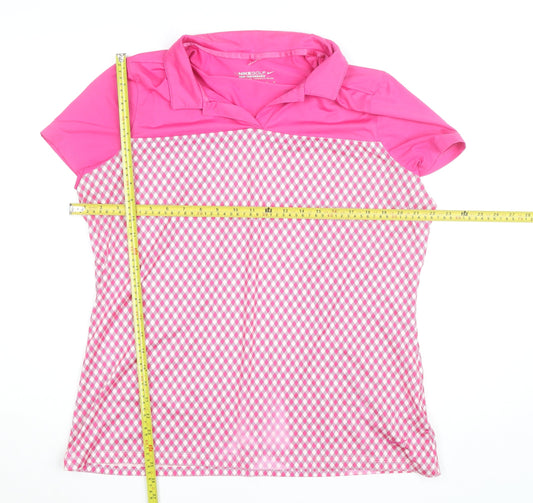 Nike Golf Women's Pink Check Dri-Fit Polo Shirt XL