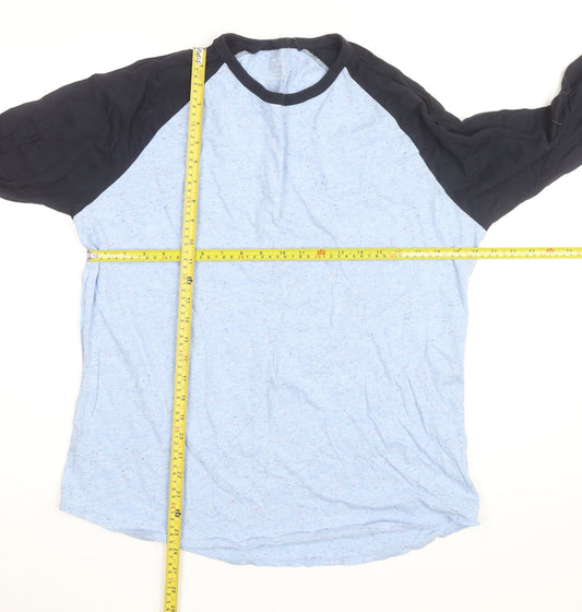 Gap Men's Blue Colourblock 3/4 Sleeve Cotton Blend Top Size L