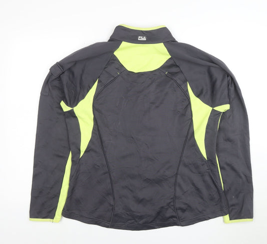 Fila Women Grey & Lime Full Zip Hoodie XL Polyester Activewear