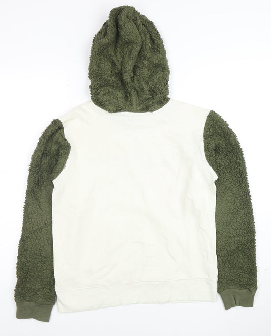 Champion Womens Beige and Green Sherpa Sleeve Pullover Hoodie L