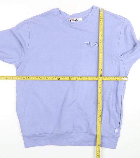 Fila Women’s Lilac Cotton Blend Crew Neck Pullover Sweatshirt Size S