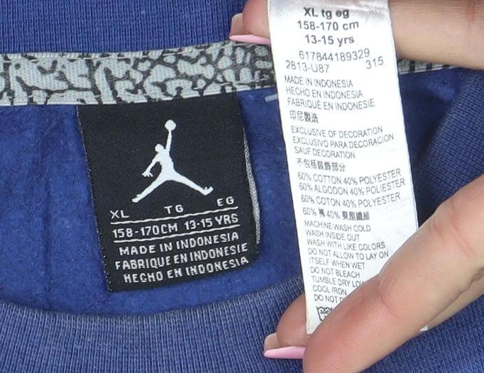Jordan Boys Blue & Grey Crew Neck Sweatshirt XL 13-15 Years Cotton Blend