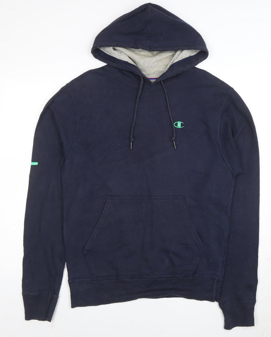 Champion Men's Blue Pullover Hoodie L Sports Fleece Sweatshirt