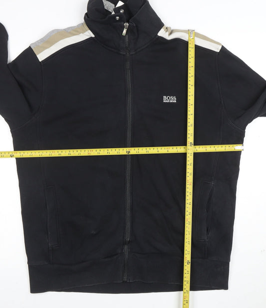BOSS Mens 7XL Black Full Zip Sweatshirt High Neck Cotton Blend