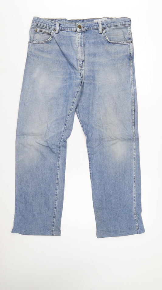 Wrangler Mens Blue Regular Fit Straight Denim Jeans W36 L32
