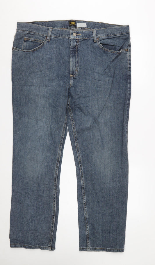 Lee Men's Blue Regular Fit Straight Denim Jeans 40x30