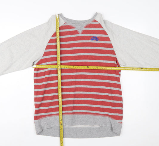 Nike Boys Red Grey Striped Pullover Sweatshirt XL 13-15 Years