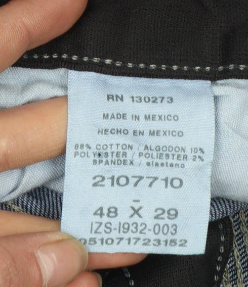 Lee Men's Blue Denim Loose Fit Straight Jeans 48x29