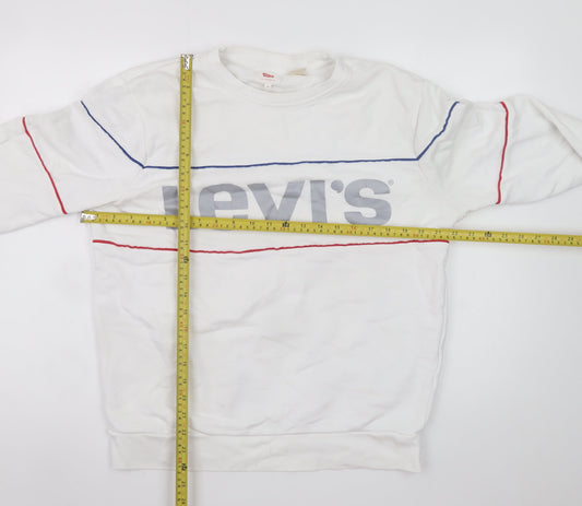 Levi's Men's White Logo Pullover Sweatshirt Medium Regular Fit