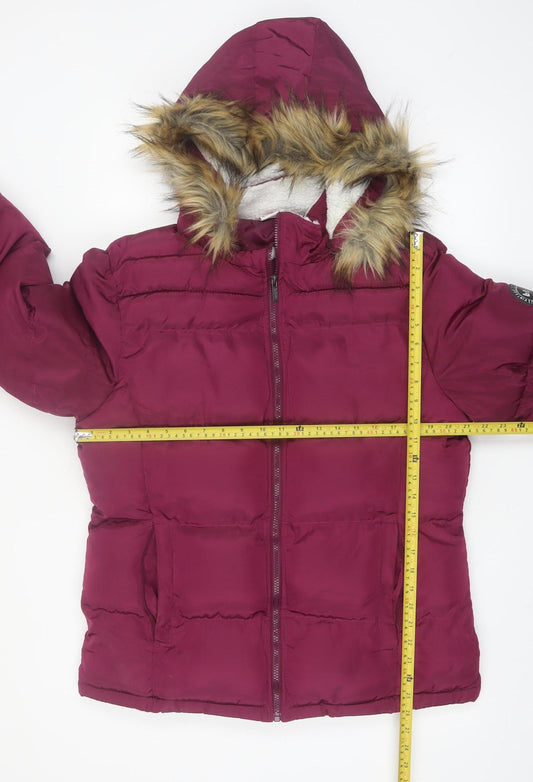 Lee Cooper Women’s Purple Puffer Jacket Size 14 Hooded Winter Coat